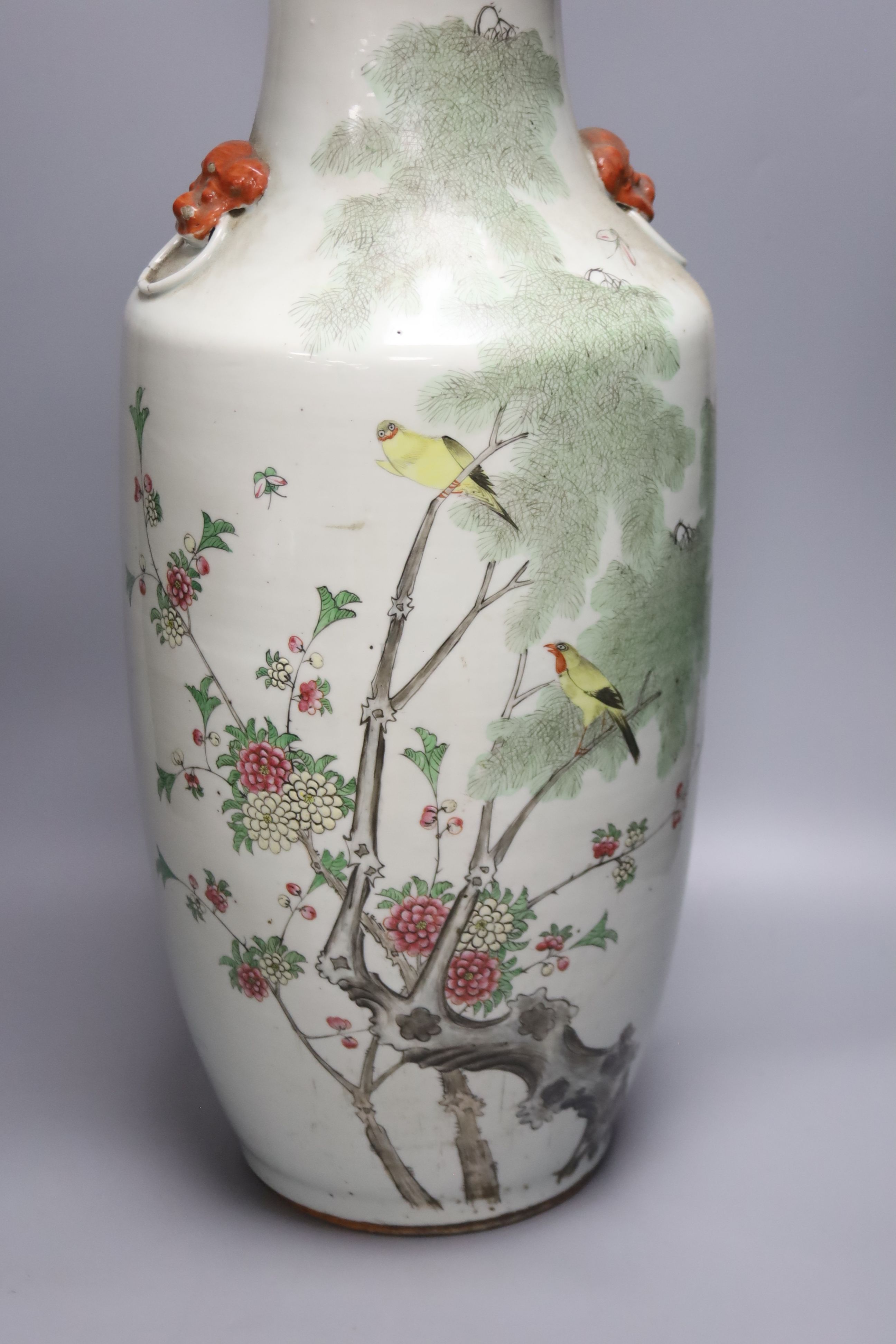 Two 20th century Chinese enamelled porcelain vases, largest 57.5cm